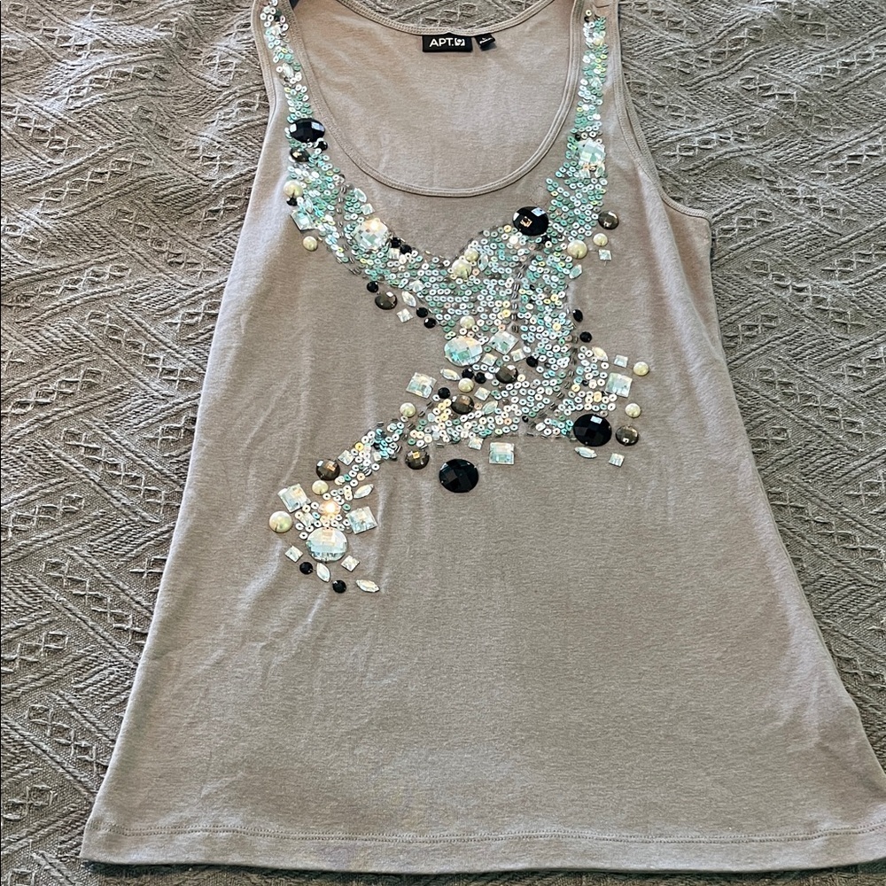Apt. 9 Gray Embellished Tank Top